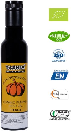 Tasnim / Тыквенное масло BIO Kürbiskernöl ШТИРИЙСКОЕ холодного отжима из Австрии Органик 250 мл.