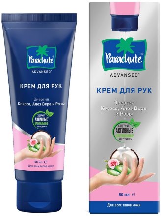 Parachute / Крем для рук «Энергия Кокоса, Алоэ Вера и Розы», 50 мл