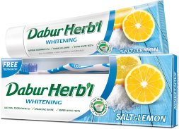 Dabur Vatika / Зубная паста Herbal "Соль и лимон" отбеливающая 150 г + зубная щетка в подарок