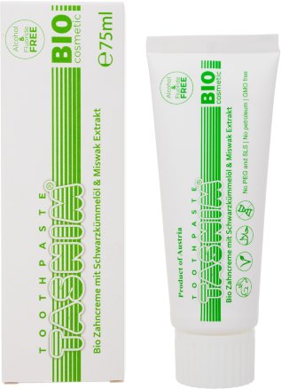Зубная паста BIO Zahncreme TASNIM с экстрактом мисвака и маслом черного тмина из Австрии, 75 мл