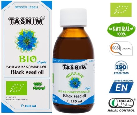 Масло черного тмина TASNIM BIO первого холодного отжима из ЕГИПЕТСКИХ семян из Австрии 120 мл