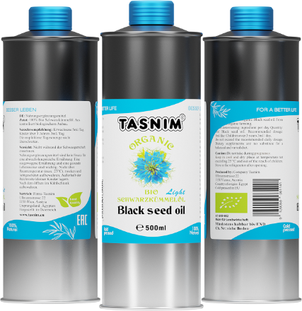 Масло черного тмина TASNIM BIO первого холодного отжима из ЕГИПЕТСКИХ семян из Австрии в ж/б 500 мл